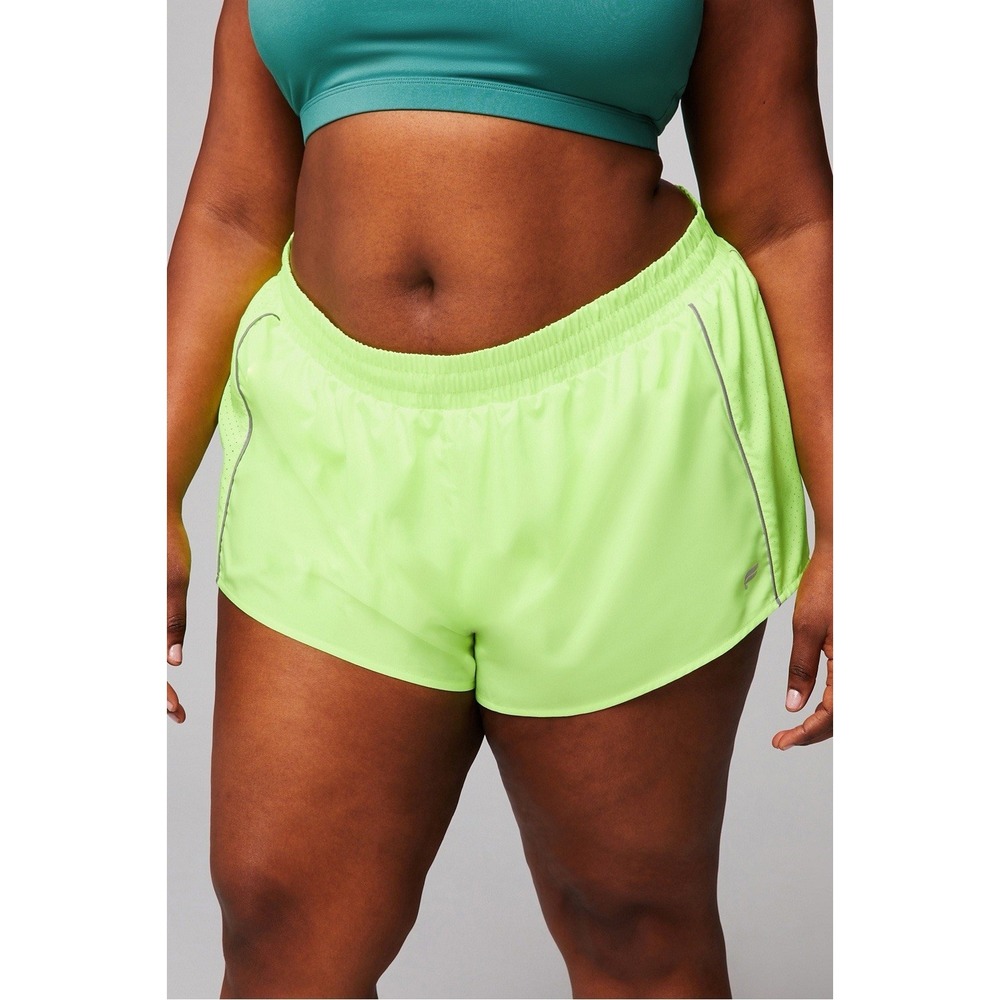 NWT Women's Fabletics Eco Full Speed Light Run‎ Running Shorts Neon Spark 2X